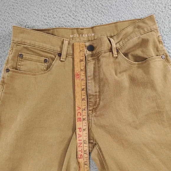 Mott & Bow Jeans Mens 32x32 Tan Khaki Straight Merc Double Stitch Denim